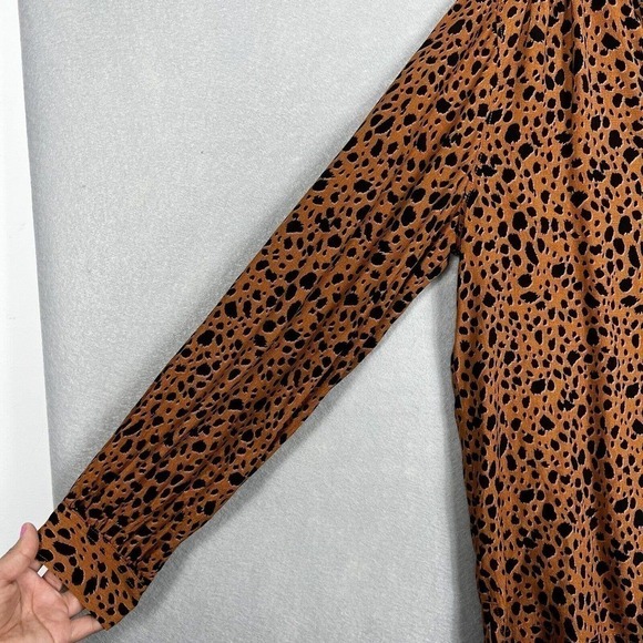 NWOT Gap Top Blouse Small Brown Leopard Print Popover Shirt Pullover - Picture 5 of 10
